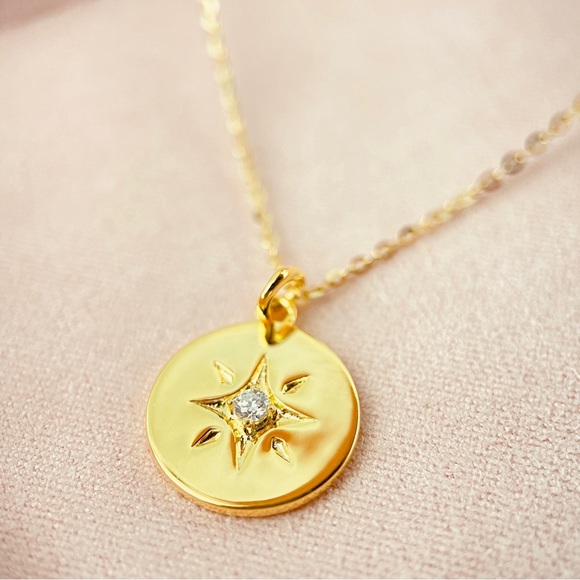 Jewelry - 14k Plated S925 0.06ctw Moissanite Super Star Pendant Necklace